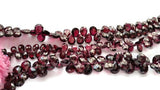 Garnet Faceted Pear Shape Briolette ,5x7mm , 6x8mm, 7x9mm , 8x10mm, 7 Inch Strand