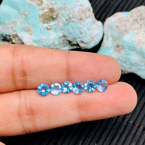 Blue Topaz Round Cut  5 mm - Pack of 2 Pcs  - Swiss Blue Topaz Cut - Loose Stone - Natural Blue Topaz loose stone