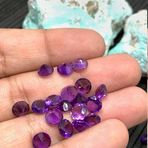 5MM Amethyst Round Cut  Pack of 6 pcs- African Amethyst Round Cut Stone - Natural Amethyst Loose Stone