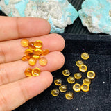 7mm Citrine Round Cabochons - AAA Quality - Good yellow color cabs - Natural Citrine Cabs - Pack of 4 pcs