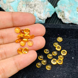 6mm Citrine Round Cabochons - Good yellow color cabs, Natural Citrine Cabs , Pack of 4 pcs