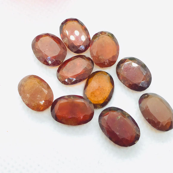 Hessonite Garnet  10X8 MM faceted cabs,  Good quality Cabochons , Brown garnet faceted cabs , , Mozambique mine , Pack of 2 pc.