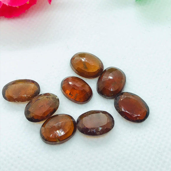 Hessonite Garnet  12X9 MM faceted cabs,  Good quality Cabochons , Brown garnet faceted cabs , , Mozambique mine , Pack of 2 pc.