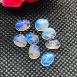 Moonstone 7-8 MM Faceted Polki Cabs, Blue Moonstone , Rainbow Moonstone top Quality faceted thin Slice. pack of 4 Pcs.