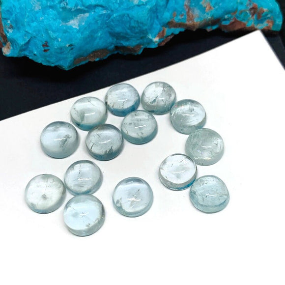 Aquamarine Round Cabs 8 mm - Aquamarine cabochon Pack of 4 Pcs Good Quality cabs- Blue Aquamarine