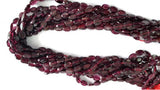 Garnet faceted Oval shape 5x7mm Straight Drill in 14 Inch Length