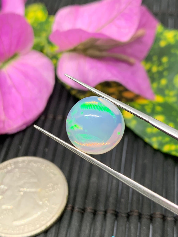 Ethiopian Opal Cabochon 11 mm Size Code #ET28 - Weight 5 cts  AAA Quality Opal Cabochon - Natural Ethiopian Opal Cabs- Video Available