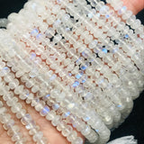 8MM Moonstone Roundel, AAA Quality , 14 Inch Strand , Rainbow Moonstone, Origin India . Blue Flash Moonstone