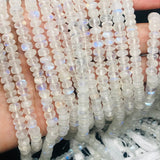 8MM Moonstone Roundel, AAA Quality , 14 Inch Strand , Rainbow Moonstone, Origin India . Blue Flash Moonstone