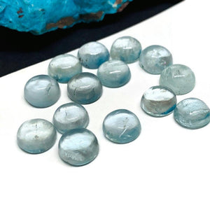 Aquamarine Round Cabs 7 mm - Code #B3 - Aquamarine cabochon Pack of 2 Pcs Good Quality cabs- Blue Aquamarine