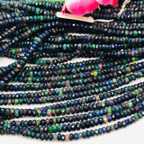 Black Ethiopian Opal 4.5 MM Faceted Rondelle (1/2 Strand length 8 Inch )- Ethiopian Opal Faceted Rondelles- AAA Quality Beads