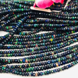 Black Ethiopian Opal 5 MM Faceted Roundel - Ethiopian Opal Faceted Rondelles- AAA Quality Beads , length 16 Inch