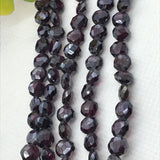 6MM Garnet faceted Buff Coating coin shape , Length 8 Inch , Natural Indian Red garnet , garnet briolette shape