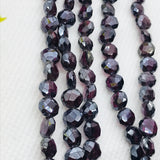 6MM Garnet faceted Buff Coating coin shape , Length 8 Inch , Natural Indian Red garnet , garnet briolette shape