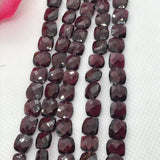 Garnet faceted Square 7MM , Length 8 Inch , Natural Indian Red garnet , garnet briolette shape , Garnet square beads