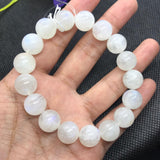 12MM Moonstone Round Bracelet , Top Quality  Perfect shape . Yellow and Blue Fire AAA Grade .Video available , 41 gram code #2