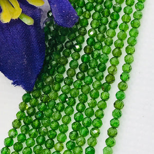 Chrome Diopside 2.5MM faceted Round , Very good quality in 15.5" Length ,country of origin Russia. Micro faceted Round beads, AAA Quality