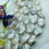 Pearl Baroque Flat Shape- AAA Quality - Length 40 cm- Size 23X30 MM ,Natural Freshwater Pearl Baroque Beads ,# GPE-kg