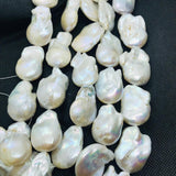 Pearl Baroque Flat Shape- AAA Quality - Length 40 cm- Size 23X30 MM ,Natural Freshwater Pearl Baroque Beads ,# GPE-kg