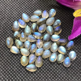 Labradorite Pear 7X10MM Cabs. Natural Blue Fire Cabs , Gemstone cabs pack of 8 pc , Gemstone cabs