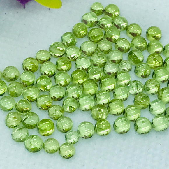 4MM Peridot Round Cabs , pack of 8 Pc. Natural Peridot Cabochon, loose gemstone cab . AA Quality