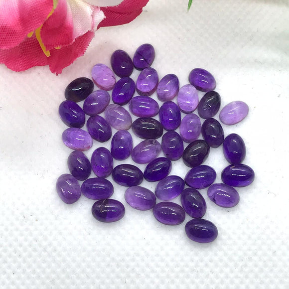 Amethyst 4X6MM Oval Cabochon , Loose gemstone cabs, Purple Amethyst, AA Quality cabs, Pack of 8 Pcs.