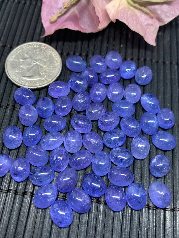 Tanzanite Cabochon Oval 7x9 mm Calibrated Size (1 Piece )Code #T75 -AAA Quality Natural Tanzanite Cabs- Tanzanite Medium Purple Color