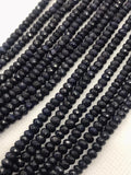 Blue Sapphire 5MM Faceted Roundel , length 15 Inch . Natural sapphire , dark Blue Sapphire . Precious stone , faceted roundel