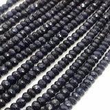 Blue Sapphire 5MM Faceted Roundel , length 15 Inch . Natural sapphire , dark Blue Sapphire . Precious stone , faceted roundel