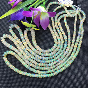 Ethiopian Opal Roundel Beads 4-6MM size, 16 Inch Strand, AAA Quality,- Ethiopian opal Roundel , code #7 , Video Available.