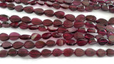 Garnet Flat Pear 5x7 mm beads , Straight Drill in 14 Inch Length