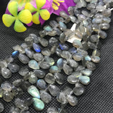 Labradorite 8X12 MM  Faceted Pear shape Briolettes, Natural Blue Flash Labradorite ,Top Quality -Labradorite Briolletes ,Length 8 Inch