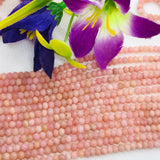 Peruvian Pink Opal Faceted Rondelles 4 MM mm size, Super Quality , Natural Peruvian Pink Opal beads