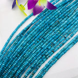 Turquoise Faceted Roundel Beads 3.5mm Size-  Top Quality genuine Turquoise beads, Length 16" , Natural Blue American Turquoise