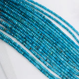 Turquoise Faceted Roundel Beads 3.5mm Size-  Top Quality genuine Turquoise beads, Length 16" , Natural Blue American Turquoise