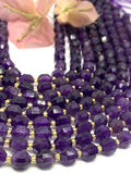 Amethyst Faceted Barrel Beads  7x8 mm size 39 cm Strand AAA Quality - Natural Amethyst Faceted Nugget Beads