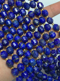 Lapis Faceted Barrel Beads  7x8 mm size 39 cm Strand AAA Quality - Natural Lapis Faceted Nugget Beads