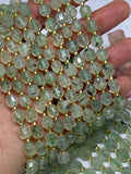 Prehnite Faceted Barrel Beads  7x8 mm size 39 cm Strand AAA Quality - Natural Prehnite  Faceted Nugget Beads