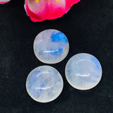 15MM MOONSTONE ROUND CABOCHON , Pack of 1 pcs. Blue Fire Moonstone cabs  . Moonstone Loose Cabs, Origin India .