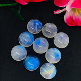 11MM MOONSTONE ROUND CABOCHON , Pack of 4 pcs. Blue Fire Moonstone cabs . Moonstone Loose Cabs, Origin India .