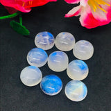 11MM MOONSTONE ROUND CABOCHON , Pack of 4 pcs. Blue Fire Moonstone cabs . Moonstone Loose Cabs, Origin India .