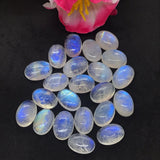 6X8MM Moonstone AAAA Rainbow Moonstone Cabochon-Natural Untreated Strong Blue Fire- Rainbow (Pack of 10 Pc.)