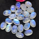 6X8MM Moonstone AAAA Rainbow Moonstone Cabochon-Natural Untreated Strong Blue Fire- Rainbow (Pack of 10 Pc.)