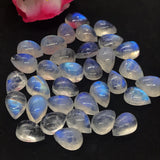 Moonstone 7X10 MM Rainbow Moonstone Pear Cabs, Pack of 6 Pc. Good Quality Cabochons , origin India . AAA Good Quality cabs.