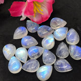 Moonstone 10X14MM Rainbow Moonstone Pear Cabs, Pack of 4 Pc. Good Quality Cabochons , origin India . AAA Good Quality cabs.