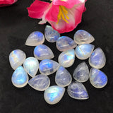 Moonstone 10X14MM Rainbow Moonstone Pear Cabs, Pack of 4 Pc. Good Quality Cabochons , origin India . AAA Good Quality cabs.