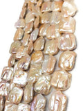 FreshWater Pearl Peach color Square Shape, Natural White Fresh water pearl, Size 20X20 MM , Length 16'' Top Quality Pear Necklace.