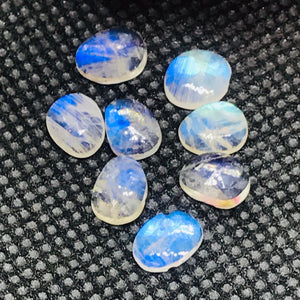 Moonstone 7-8 MM Faceted Polki Cabs, Blue Moonstone , Rainbow Moonstone top Quality faceted thin Slice. pack of 4 Pcs.