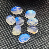 Moonstone 7-8 MM Faceted Polki Cabs, Blue Moonstone , Rainbow Moonstone top Quality faceted thin Slice. pack of 4 Pcs.