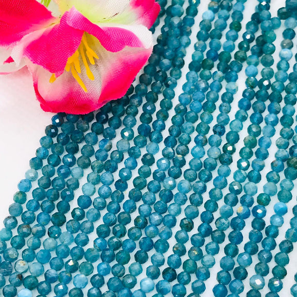 Apatite Faceted 3MM Round, Perfect Round faceted Beads- , length 16